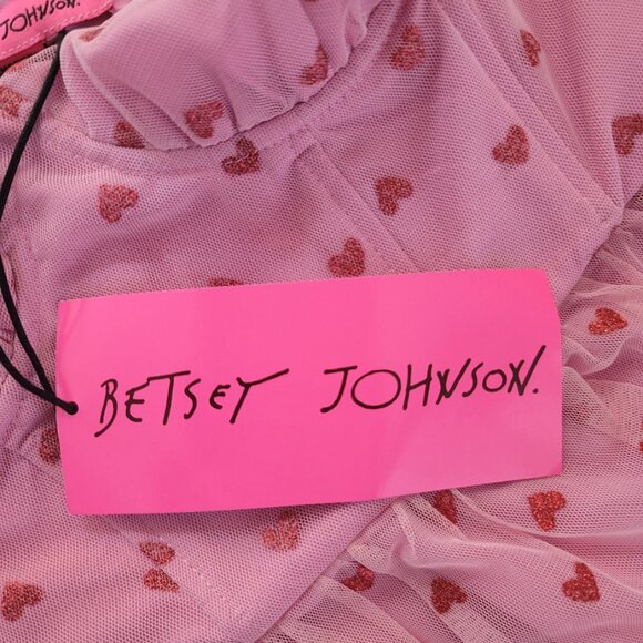 Betsey Johnson Classically Pink Heart Dress Pale Pink Red Glitter Hearts size 6 - Picture 3 of 9